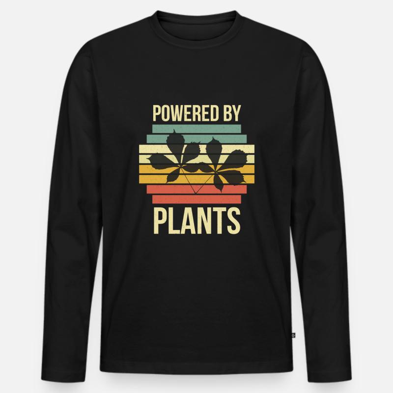 Vegan - Powered by plants - Männer Premium Bio Langarmshirt - Schwarz