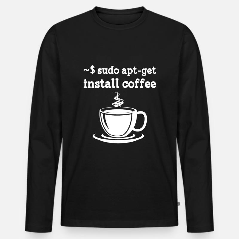 Sudo Apt-Get Install Coffee Linux - Männer Premium Bio Langarmshirt - Schwarz