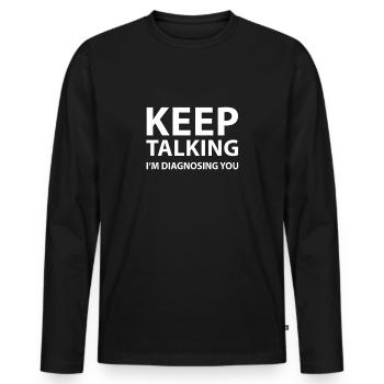 Discours Suivant Je te diagnostique - T-shirt manches longues Premium bio Homme - noir - Devant - Nico (187cm)