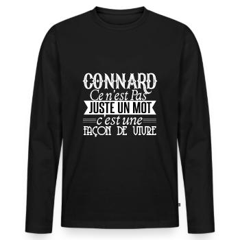 Connard Comportement Façon de vivre Idée Cadeau - T-shirt manches longues Premium bio Homme - noir - Devant - Nico (187cm)