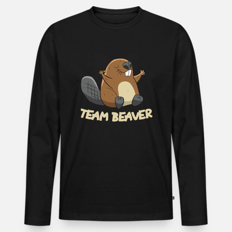 Team Beaver Team Biber - Männer Premium Bio Langarmshirt - Schwarz