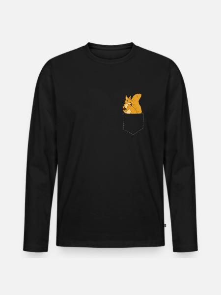 Scoiattolo in tasca Scoiattolo carino - Maglia a manica lunga ecologica premium da uomo - nero