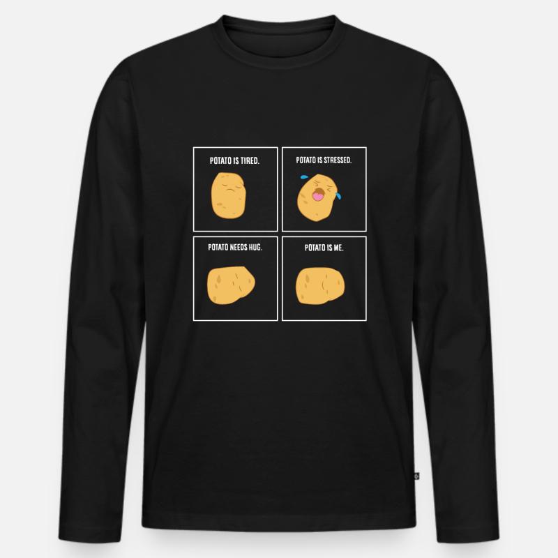 Ich bin eine Kartoffel - Männer Premium Bio Langarmshirt - Schwarz
