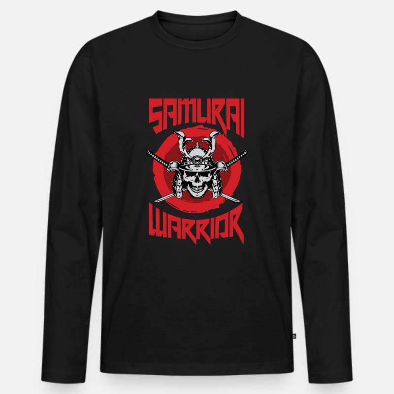 Samurai Japan Krieger - Männer Premium Bio Langarmshirt - Schwarz
