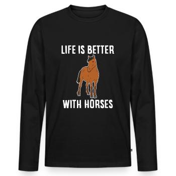 Faire des chevaux La vie Meilleur amour des chevaux - T-shirt manches longues Premium bio Homme - noir - Devant - Nico (187cm)