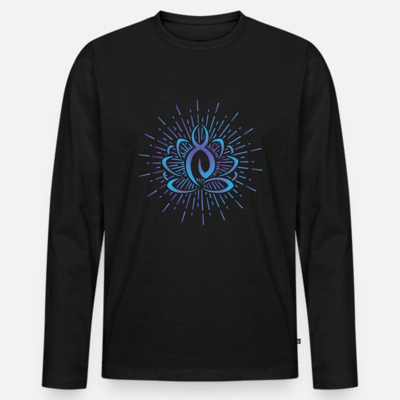 Lotus Blüte Blume - Männer Premium Bio Langarmshirt - Schwarz