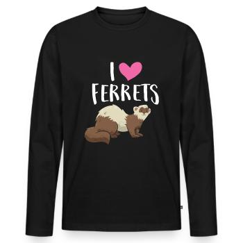 Ich liebe Frettchen Frettchen Liebhaber - Männer Premium Bio Langarmshirt - Schwarz - Vorne - Nico (187cm)