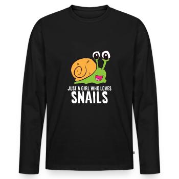 Juste une fille Qui Loves Snails Cute Snail Girl - T-shirt manches longues Premium bio Homme - noir - Devant - Nico (187cm)