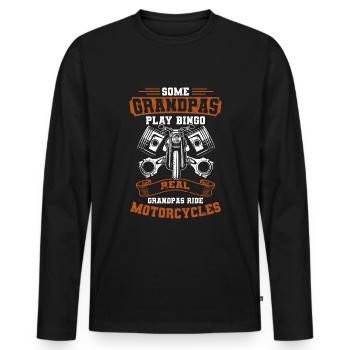 Real Grandpas Ride Motorcycles - Men's Premium Organic Long Sleeve Shirt - black - Front - Nico (187cm)