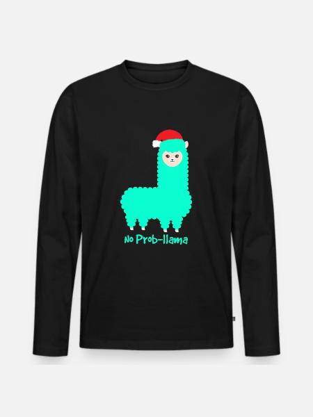 Christmas Llama Alpaca No Probllama - Men's Premium Organic Long Sleeve Shirt - black