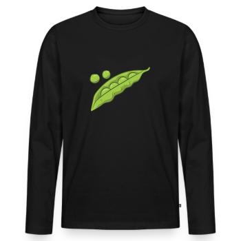 Funny Peas Vegetable Gift Peas Costume - Men's Premium Organic Long Sleeve Shirt - black - Front - Nico (187cm)