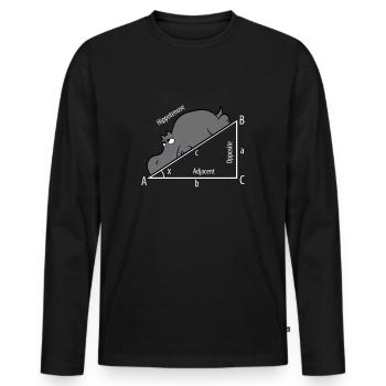 Mathe Pythagore Hypothenuse Hippopotame - T-shirt manches longues Premium bio Homme - noir - Devant - Nico (187cm)