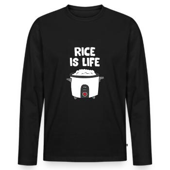 Le riz est la vie Chine sûr riz cuiseur - T-shirt manches longues Premium bio Homme - noir - Devant - Nico (187cm)