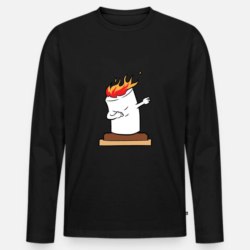 Dabbing Marshmallows - Männer Premium Bio Langarmshirt - Schwarz