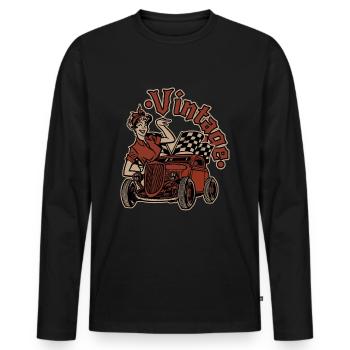 Pinup Vintage Rockabilly - Men's Premium Organic Long Sleeve Shirt - black - Front - Nico (187cm)