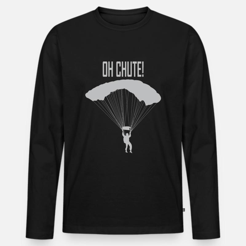 Skydive Fallschirm springen Fallschirmspringer - Männer Premium Bio Langarmshirt - Schwarz