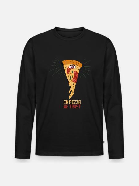 In Pizza We Trust Illuminati eye triangle - Men's Premium Organic Long Sleeve Shirt - black