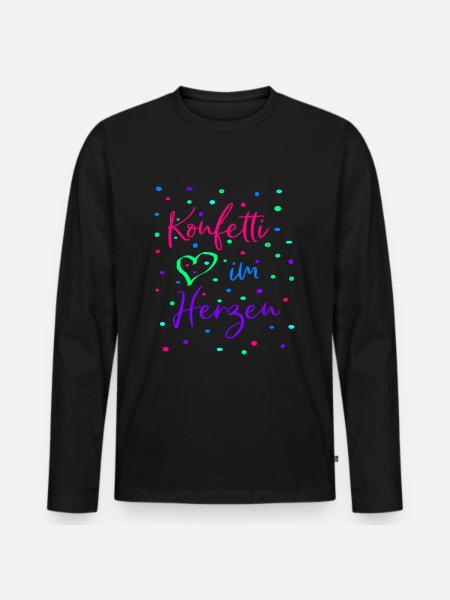 Karneval Fasching Konfetti im Herzen - Männer Premium Bio Langarmshirt - Schwarz