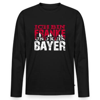 Ich bin Franke und kein Bayer - Franken Sprüche - Männer Premium Bio Langarmshirt - Schwarz - Vorne - Nico (187cm)