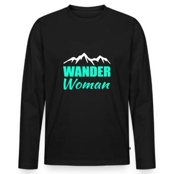 Wander Woman Wandern - Männer Premium Bio Langarmshirt - Schwarz - Vorne - Nico (187cm)