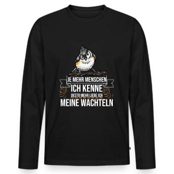 Wachtel Wachteln - Männer Premium Bio Langarmshirt - Schwarz - Vorne - Nico (187cm)