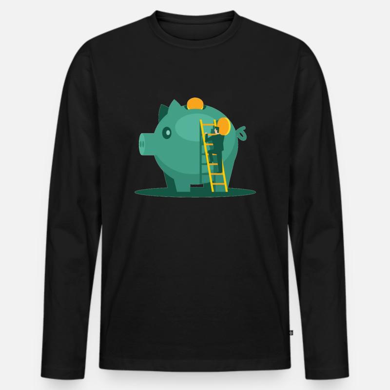 Sparschwein - Männer Premium Bio Langarmshirt - Schwarz