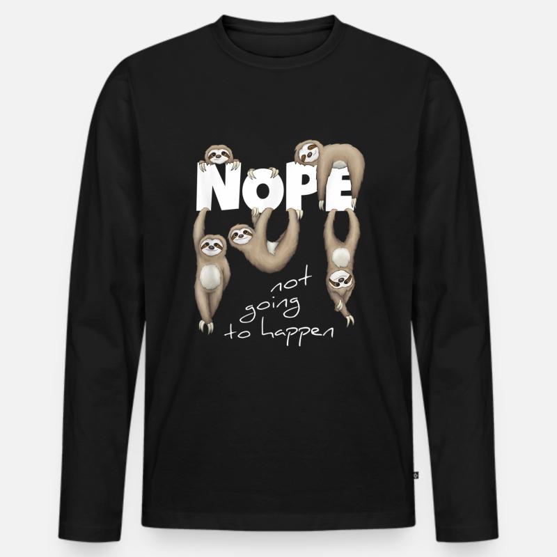 Faultier Faultiere Nope - Männer Premium Bio Langarmshirt - Schwarz