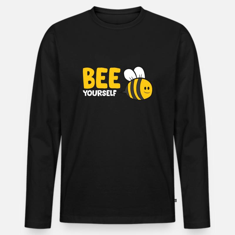 Bee Yourself Funny Bee - Männer Premium Bio Langarmshirt - Schwarz