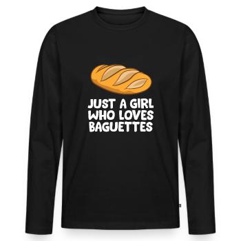 Just a Girl Who Loves Baguettes - Men's Premium Organic Long Sleeve Shirt - black - Front - Nico (187cm)