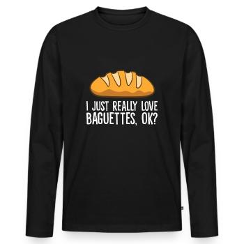 I Just Really Like Baguettes - Men's Premium Organic Long Sleeve Shirt - black - Front - Nico (187cm)