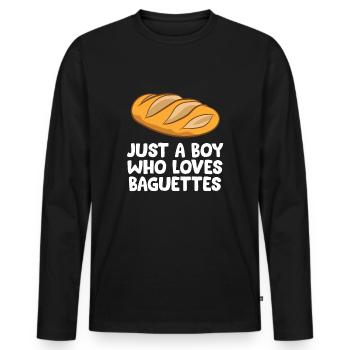 Baguette Boy Just a Boy Who Loves Baguettes - Men's Premium Organic Long Sleeve Shirt - black - Front - Nico (187cm)
