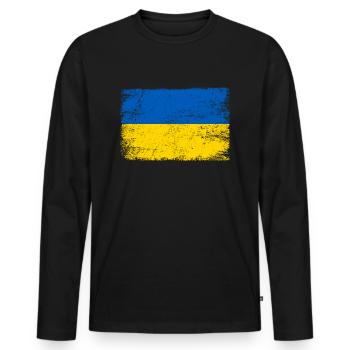 Ukraine Flagge ukrainische Fahne für Patrioten - Männer Premium Bio Langarmshirt - Schwarz - Vorne - Nico (187cm)