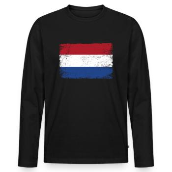 Drapeau Holland Pays-Bas Drapeau pour les patriotes - T-shirt manches longues Premium bio Homme - noir - Devant - Nico (187cm)