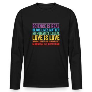 Wissenschaft ist Echt Liebe ist Liebe - Männer Premium Bio Langarmshirt - Schwarz - Vorne - Nico (187cm)