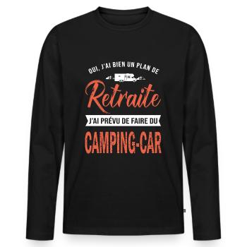 retraite retraité cadeau retraite camping car - T-shirt manches longues Premium bio Homme - noir - Devant - Nico (187cm)
