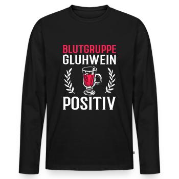 Blutgruppe Glühwein Positiv Weihnachtsdesign - Männer Premium Bio Langarmshirt - Schwarz - Vorne - Nico (187cm)