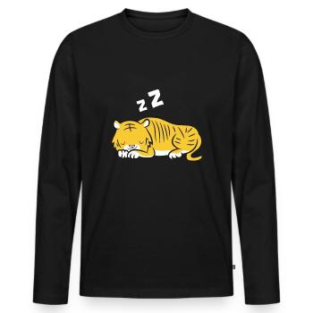 Sleeping Tiger Tiger Pajama Cute Tiger - Men's Premium Organic Long Sleeve Shirt - black - Front - Nico (187cm)