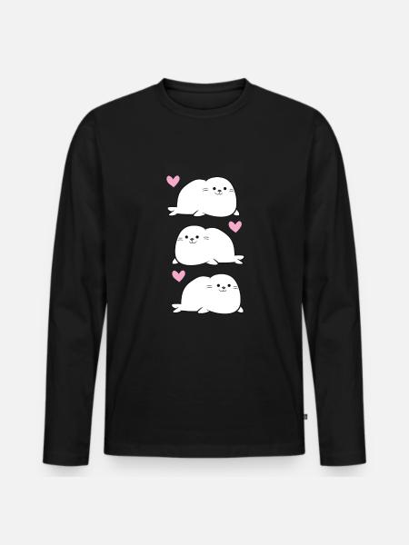 Niedliche Robben Baby Robben Liebe Robben - Männer Premium Bio Langarmshirt - Schwarz