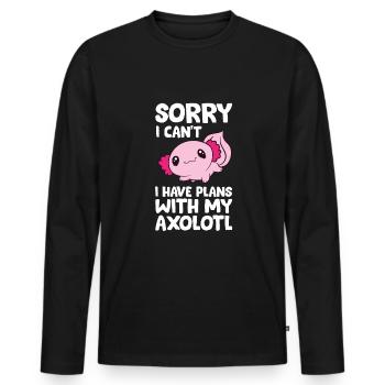 Ich kann leider nicht, ich habe Pläne mit meinem - Männer Premium Bio Langarmshirt - Schwarz - Vorne - Nico (187cm)