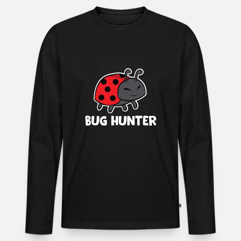 Bug Hunter Funny Ladybug - Men's Premium Organic Long Sleeve Shirt - black