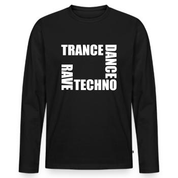 rave techno dance trance - T-shirt manches longues Premium bio Homme - noir - Devant - Nico (187cm)