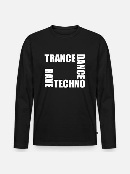 rave techno dance trance - Men's Premium Organic Long Sleeve Shirt - black