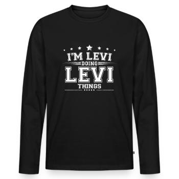 Lévi - T-shirt manches longues Premium bio Homme - noir - Devant - Nico (187cm)