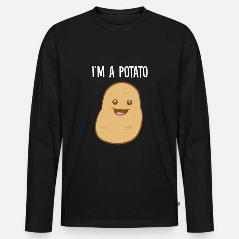 Ich bin eine Kartoffel - Männer Premium Bio Langarmshirt - Schwarz