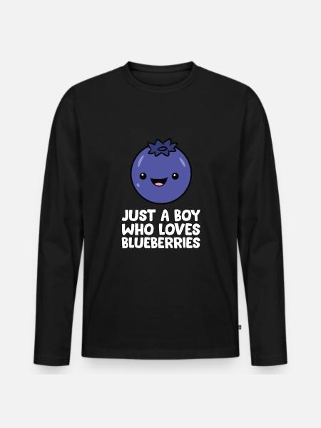 Bare en dreng, der elsker blåbær - Premium økologisk langærmet T-shirt til mænd - sort