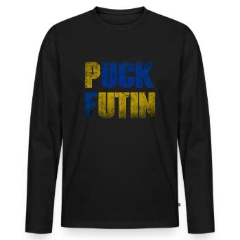 Puck Futin - T-shirt manches longues Premium bio Homme - noir - Devant - Nico (187cm)