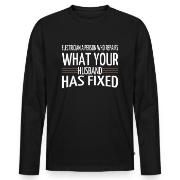 birthday present electrician apparel - Männer Premium Bio Langarmshirt - Schwarz - Vorne - Nico (187cm)