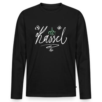 Kassel - T-shirt manches longues Premium bio Homme - noir - Devant - Nico (187cm)