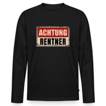 ACHTUNG RENTNER - Männer Premium Bio Langarmshirt - Schwarz - Vorne - Nico (187cm)