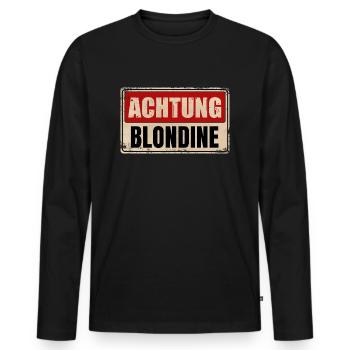 ATTENTION BLONDE - Men's Premium Organic Long Sleeve Shirt - black - Front - Nico (187cm)
